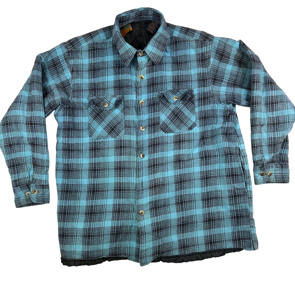 Highland Outfitters Jacket Mens 2XL Plaid Flannel Quilted Insulated Button Up